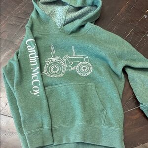 Caitlin McCoy Kids Green Hoodie with Tractor Design